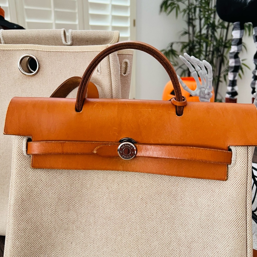 HERMES Toile Vache Calfskin Herbag - Picture 3 of 9